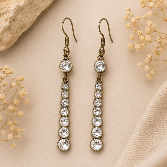 Vintage Elegant Drop Earrings 復古閃鑽垂墜耳環