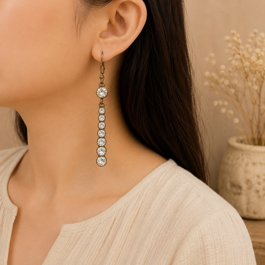 Vintage Elegant Drop Earrings 復古閃鑽垂墜耳環