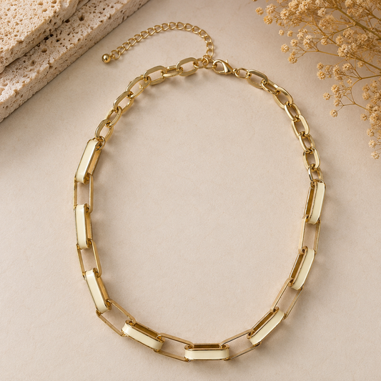 Gold & Ivory Link Necklace 金色象牙白鏈節項鍊