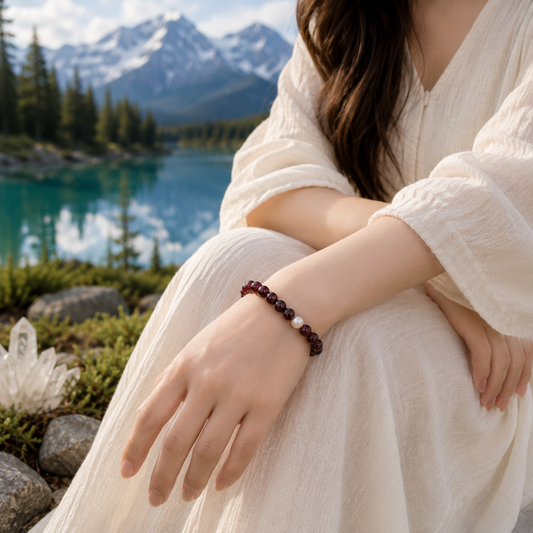 Garnet & Shell Pearl Bracelet 石榴石珍珠手鏈