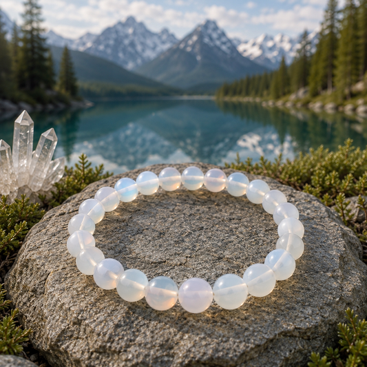 Milky White Chalcedony Bracelet 乳白玉髓手鏈